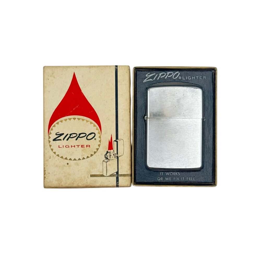 1966 Zippo No. 200 Brush Finish Chrome Windproof Lighter with Box PAT 2517191